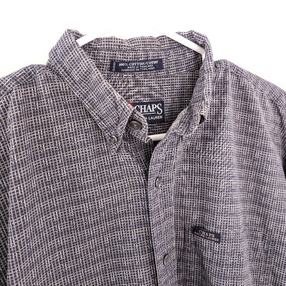 Chaps Ralph Lauren Men's Long Sleeves Shirt - Medium, 100% Cotton, Grid Pattern - Picture 6 of 7